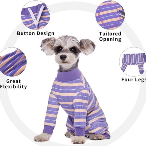 Dog Striped Recovery Suit, Puppy After Surgery Onesie for Female Male Dogs, Dogs - Picture 7 of 11